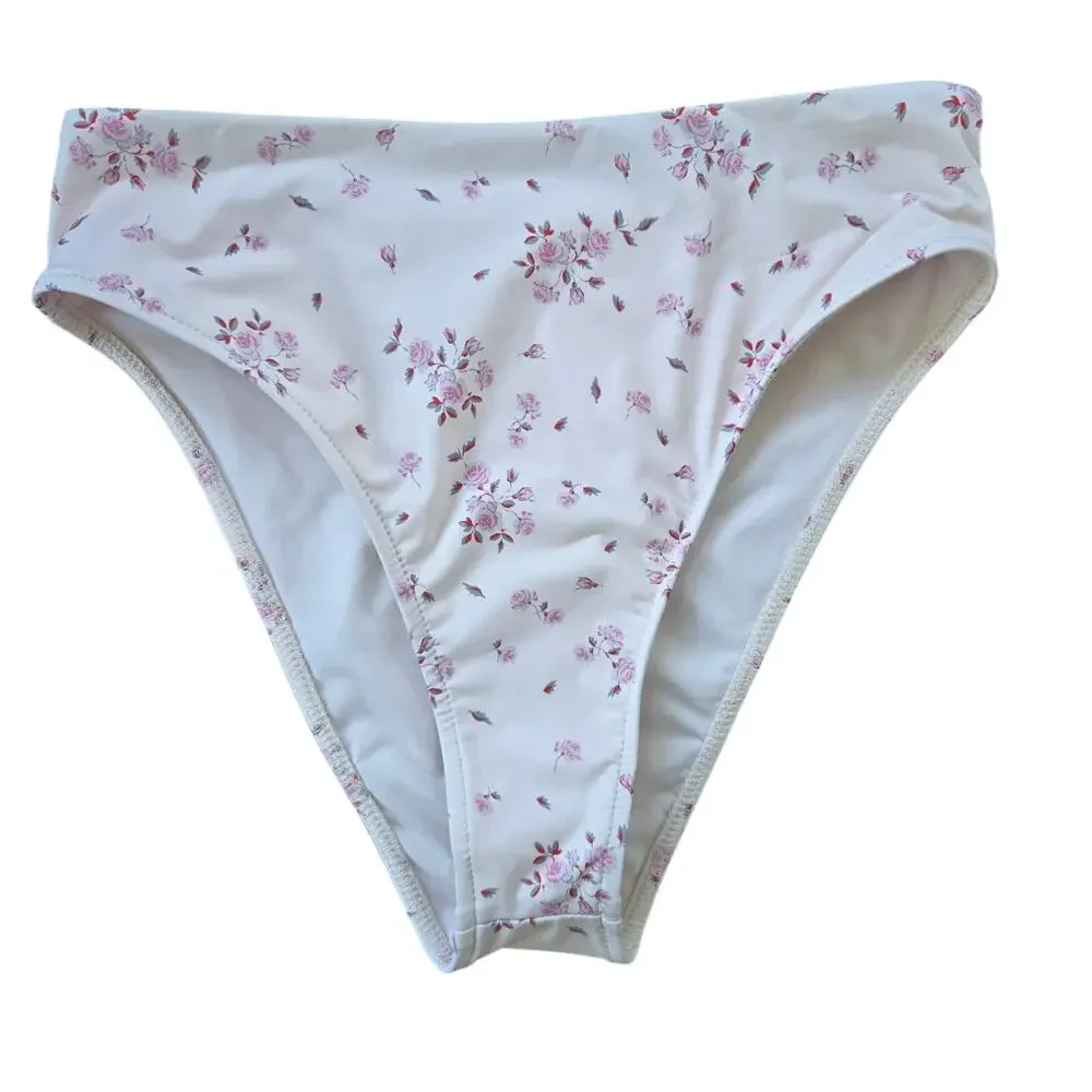 Frankies Bikini Jenna High Waist High Cut Bottom Sweet Rose Floral Women Small - Picture 2 of 8